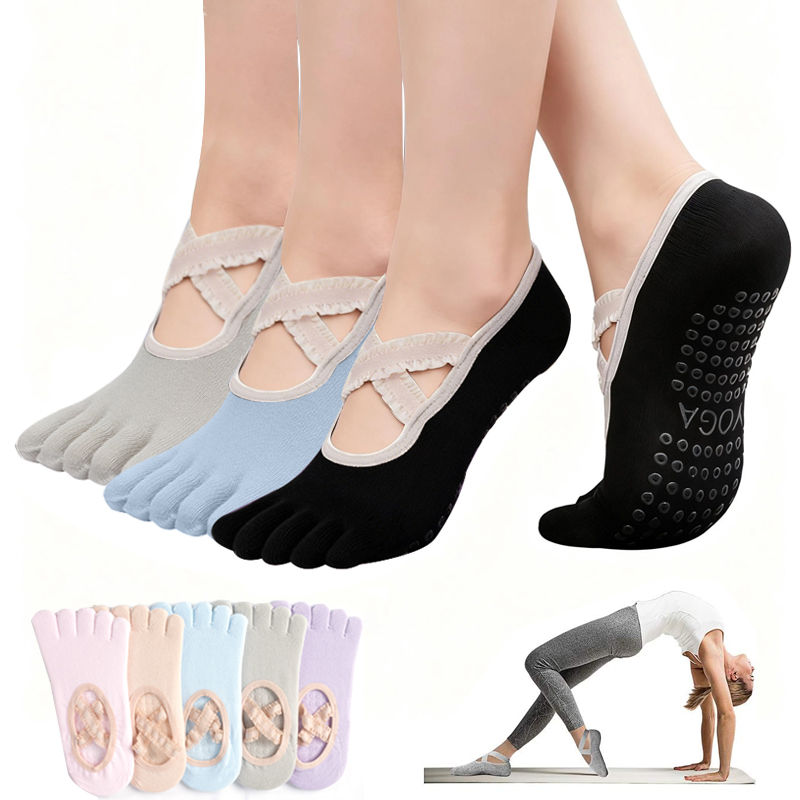 Pilates Yoga Fitness - Bayanlar Kaymaz Pilates Çorap Kadın Dantel