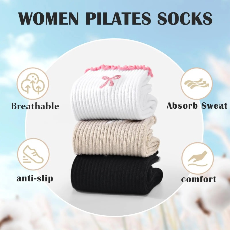 Pilates Yoga Fitness - Profesyonel Yoga Çorapları, Pamuklu Kayışlı Silikon